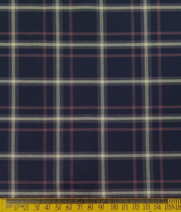 Bombay Rayon Navy Blue 100% Premium Cotton Broad Checks Shirt Fabric (1.60 M)