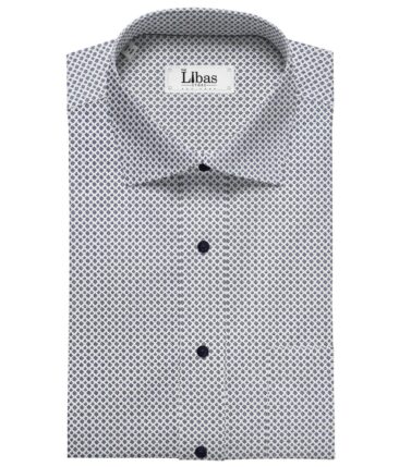 Bombay Rayon White 100% Premium Cotton Printed Shirt Fabric (1.60 M)