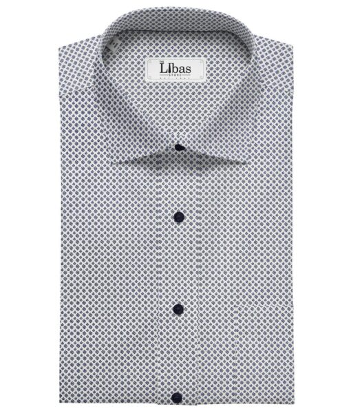 Bombay Rayon White 100% Premium Cotton Printed Shirt Fabric (1.60 M)
