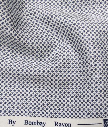 Bombay Rayon White 100% Premium Cotton Printed Shirt Fabric (1.60 M)
