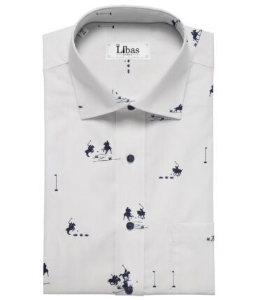 Bombay Rayon White 100% Premium Cotton Polo Printed Shirt Fabric (1.60 M)