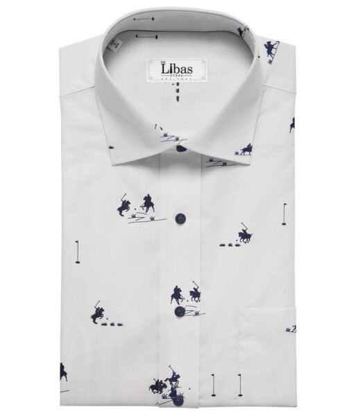 Bombay Rayon White 100% Premium Cotton Polo Printed Shirt Fabric (1.60 M)