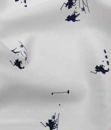 Bombay Rayon White 100% Premium Cotton Polo Printed Shirt Fabric (1.60 M)
