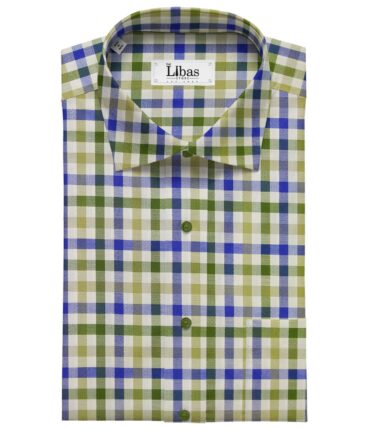 Cadini Italy by Siyaram's Multicolor 100% Giza Cotton Checks Shirt Fabric (1.60 M)