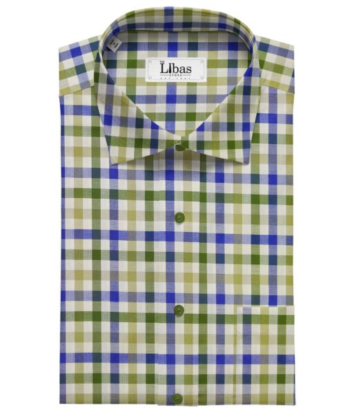 Cadini Italy by Siyaram's Multicolor 100% Giza Cotton Checks Shirt Fabric (1.60 M)