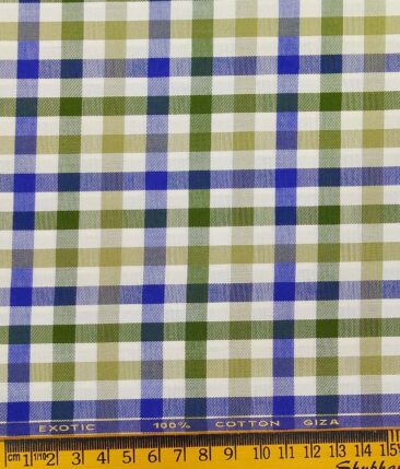 Cadini Italy by Siyaram's Multicolor 100% Giza Cotton Checks Shirt Fabric (1.60 M)