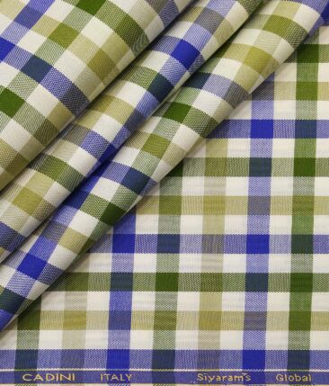 Cadini Italy by Siyaram's Multicolor 100% Giza Cotton Checks Shirt Fabric (1.60 M)