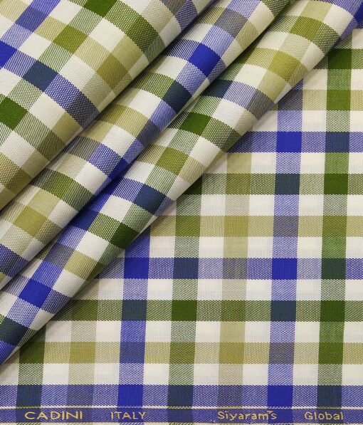 Cadini Italy by Siyaram's Multicolor 100% Giza Cotton Checks Shirt Fabric (1.60 M)