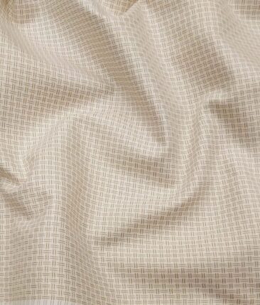 Exquisite Cream Poly Cotton Light Brown Structured Shirt Fabric (1.60 M)