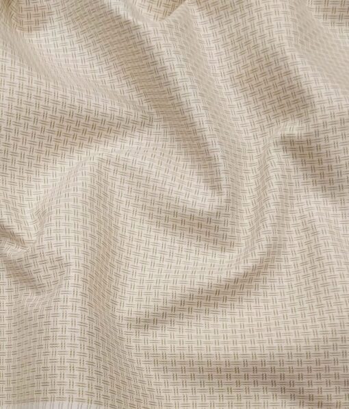 Exquisite Cream Poly Cotton Light Brown Structured Shirt Fabric (1.60 M)