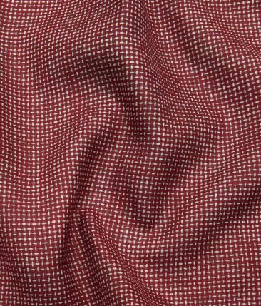 Exquisite Brick Red Poly Cotton Khadi Look Beige Structured Shirt Fabric (1.60 M)