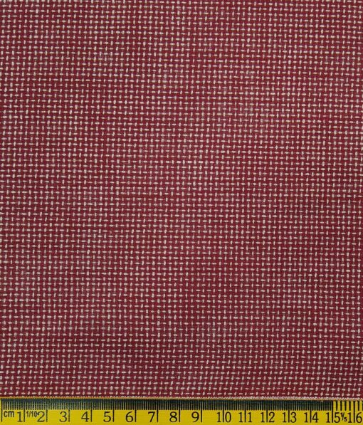 Exquisite Brick Red Poly Cotton Khadi Look Beige Structured Shirt Fabric (1.60 M)