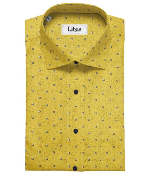 Exquisite Yellow 100% Pure Cotton Printed Shirt Fabric (1.60 M)