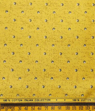 Exquisite Yellow 100% Pure Cotton Printed Shirt Fabric (1.60 M)