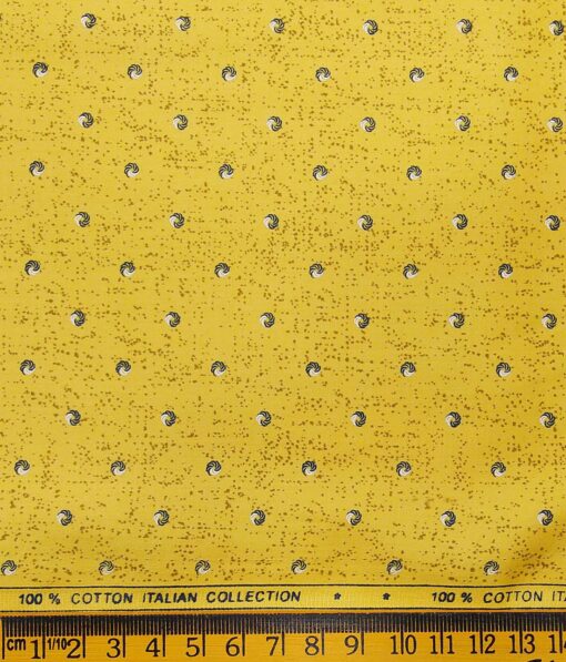 Exquisite Yellow 100% Pure Cotton Printed Shirt Fabric (1.60 M)