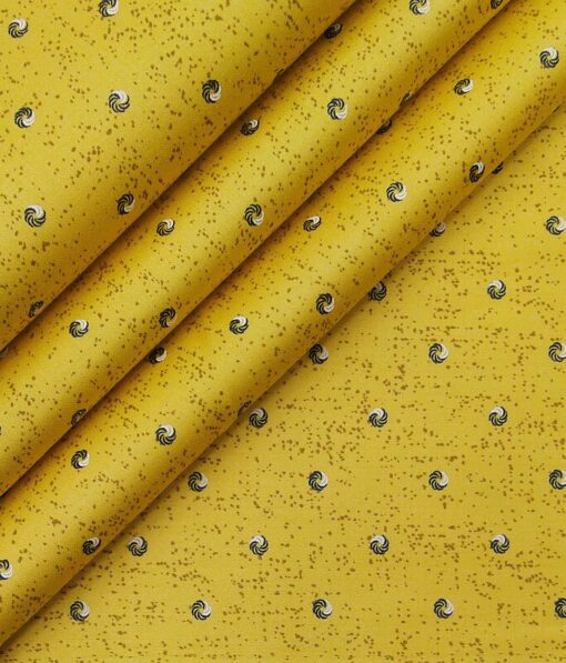 Exquisite Yellow 100% Pure Cotton Printed Shirt Fabric (1.60 M)