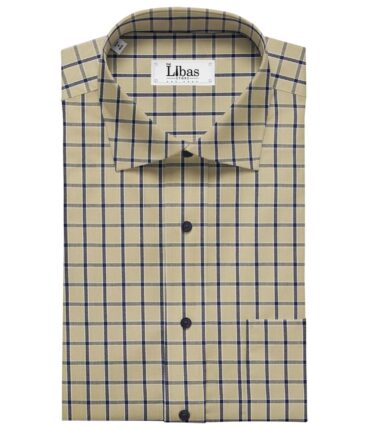 F.M. Hammerle Beige 100% Giza Cotton Checks Shirt Fabric (1.60 M)