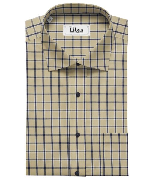 F.M. Hammerle Beige 100% Giza Cotton Checks Shirt Fabric (1.60 M)