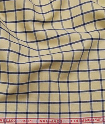 F.M. Hammerle Beige 100% Giza Cotton Checks Shirt Fabric (1.60 M)