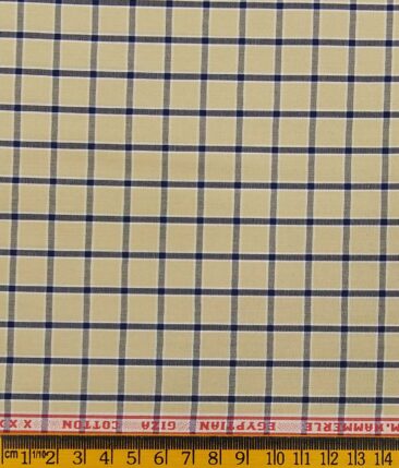 F.M. Hammerle Beige 100% Giza Cotton Checks Shirt Fabric (1.60 M)