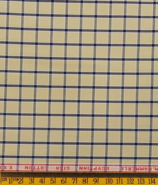 F.M. Hammerle Beige 100% Giza Cotton Checks Shirt Fabric (1.60 M)