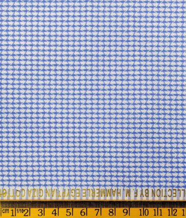 F.M. Hammerle White & Blue 100% Giza Cotton Jacquard Structured Shirt Fabric (1.60 M)