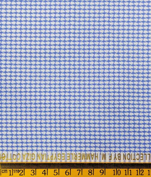 F.M. Hammerle White & Blue 100% Giza Cotton Jacquard Structured Shirt Fabric (1.60 M)