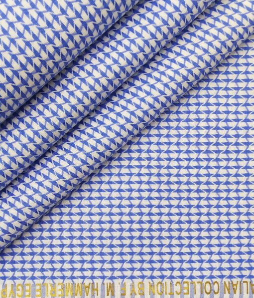 F.M. Hammerle White & Blue 100% Giza Cotton Jacquard Structured Shirt Fabric (1.60 M)