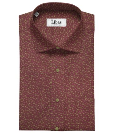 Mafatlal Maroon 100% Premium Cotton Light Brown Printed Shirt Fabric (1.60 M)