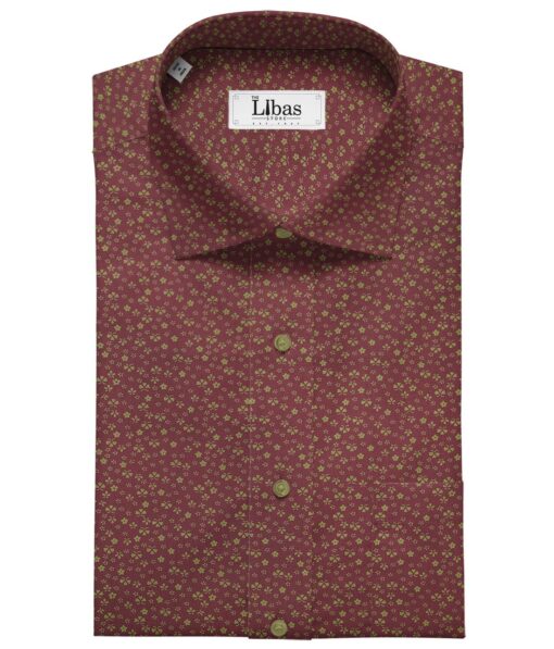 Mafatlal Maroon 100% Premium Cotton Light Brown Printed Shirt Fabric (1.60 M)