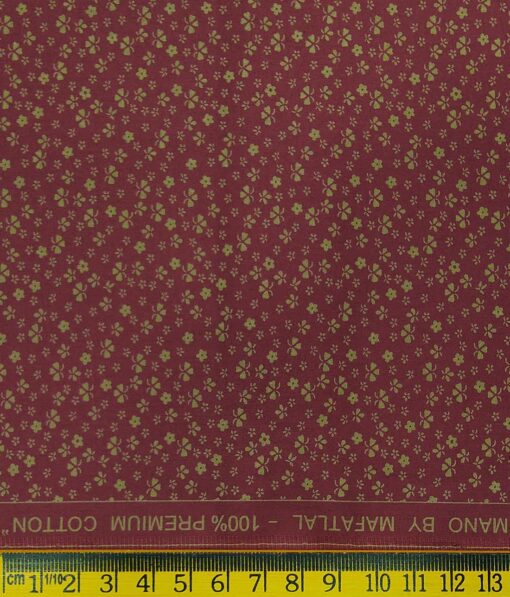 Mafatlal Maroon 100% Premium Cotton Light Brown Printed Shirt Fabric (1.60 M)