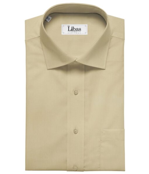Nemesis Buttermilk Beige 100% Giza Cotton Solid Satin Shirt Fabric (1.60 M)
