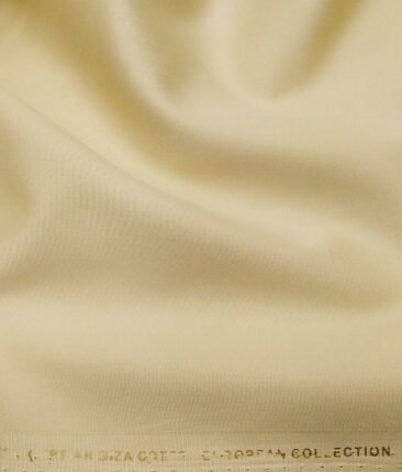 Nemesis Buttermilk Beige 100% Giza Cotton Solid Satin Shirt Fabric (1.60 M)