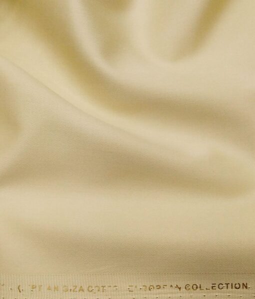 Nemesis Buttermilk Beige 100% Giza Cotton Solid Satin Shirt Fabric (1.60 M)
