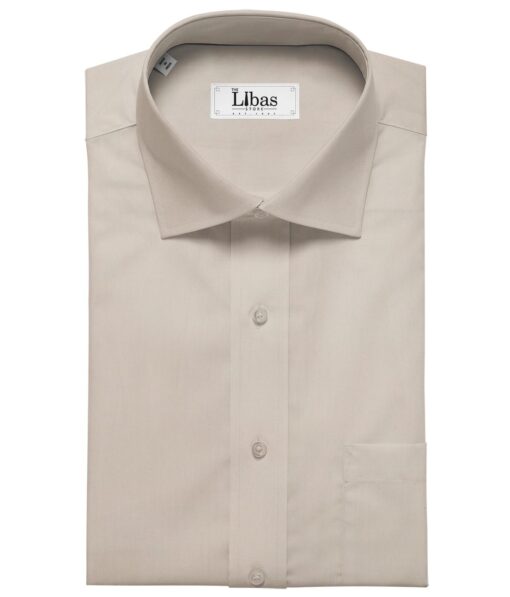 Nemesis Buttermilk Beige 100% Giza Cotton Solid Satin Shirt Fabric (1.60 M)
