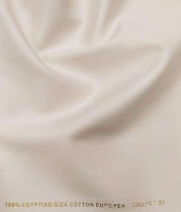 Nemesis Buttermilk Beige 100% Giza Cotton Solid Satin Shirt Fabric (1.60 M)