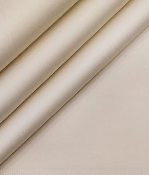 Nemesis Buttermilk Beige 100% Giza Cotton Solid Satin Shirt Fabric (1.60 M)