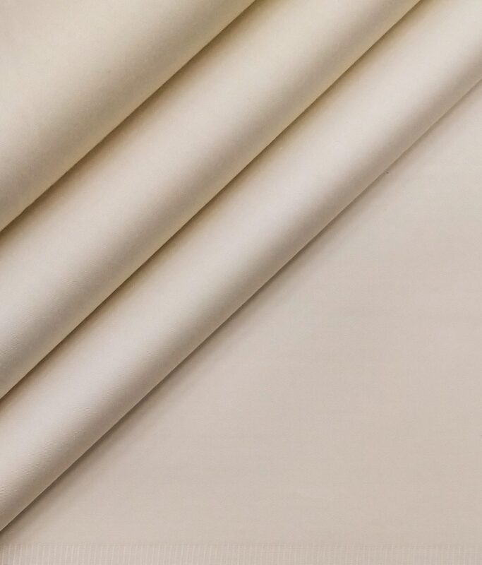 Nemesis Buttermilk Beige 100% Giza Cotton Solid Satin Shirt Fabric (1.60 M)