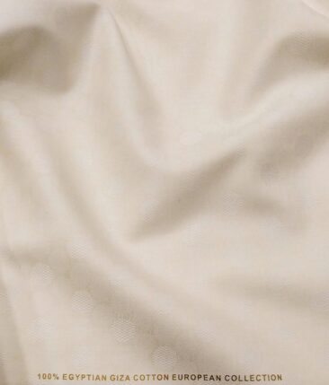 Nemesis Cream 100% Giza Cotton Self Dobby Structured Shirting Fabric