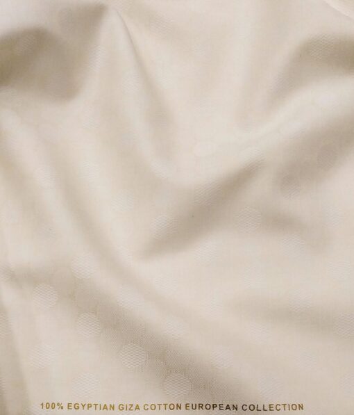 Nemesis Cream 100% Giza Cotton Self Dobby Structured Shirting Fabric