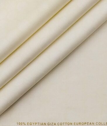 Nemesis Cream 100% Giza Cotton Self Dobby Structured Shirting Fabric