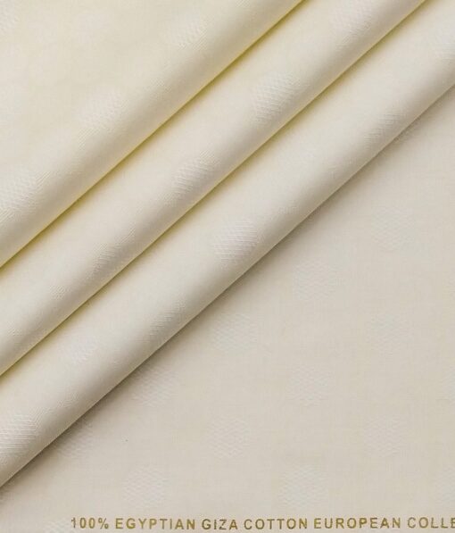 Nemesis Cream 100% Giza Cotton Self Dobby Structured Shirting Fabric
