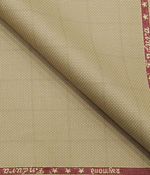 Combo of Raymond Beige Checks Trouser Fabric With Exquisite Red Structured Cotton Blend Khadi Look Shirt Fabric (Unstitched)