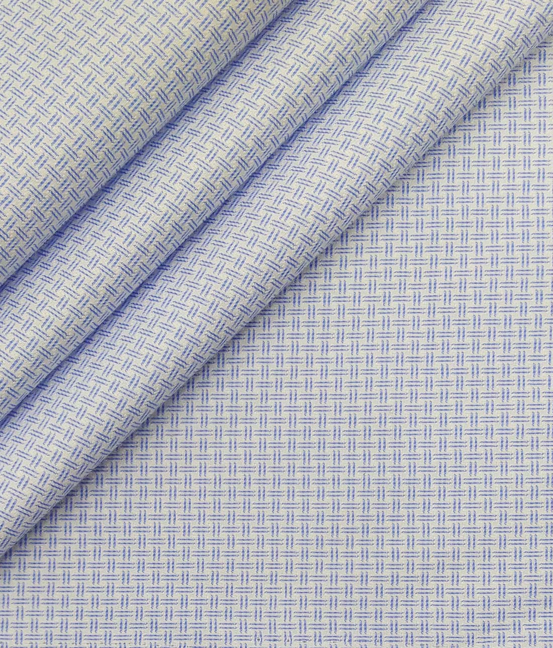 Combo of Raymond Royal Blue Checks Trouser Fabric With Exquisite White Cotton Blend Shirt Fabric (Unstitched)