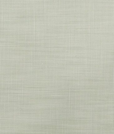 Combo of Raymond Sage Green Self Checks Trouser Fabric With Exquisite White base Green Structure Cotton Blend Shirt Fabric (Unstitched)
