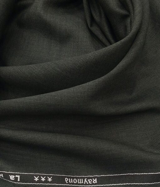 Combo of Raymond Sage Green Self Checks Trouser Fabric With Exquisite White base Green Structure Cotton Blend Shirt Fabric (Unstitched)