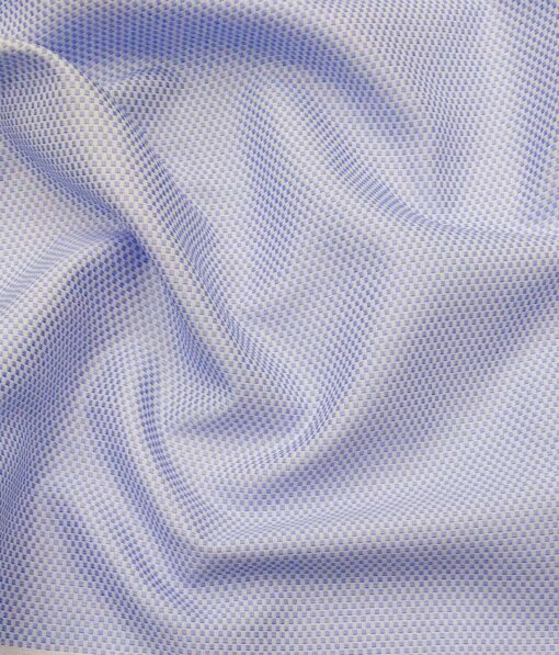 Combo of Raymond Denim Blue Checks Trouser Fabric With Exquisite White base Blue Structured Cotton Blend Shirt Fabric (Unstitched)