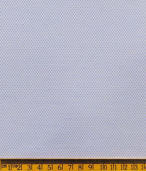 Combo of Raymond Denim Blue Checks Trouser Fabric With Exquisite White base Blue Structured Cotton Blend Shirt Fabric (Unstitched)