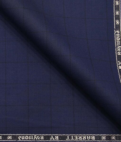 Combo of Raymond Denim Blue Checks Trouser Fabric With Exquisite White base Blue Structured Cotton Blend Shirt Fabric (Unstitched)