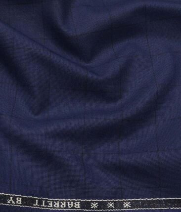 Combo of Raymond Denim Blue Checks Trouser Fabric With Exquisite White base Blue Structured Cotton Blend Shirt Fabric (Unstitched)
